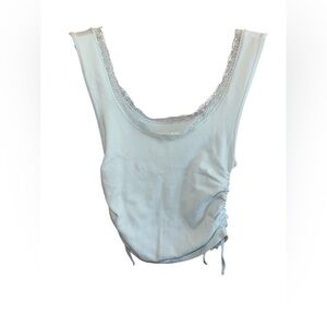 Planet Heart Lace-Trim Ribbed Tank Top - Light Blue NWT Ties on the Sides NEW
